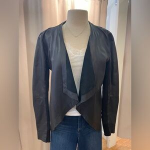 Nordstrom Black Leather Open Front Jacket